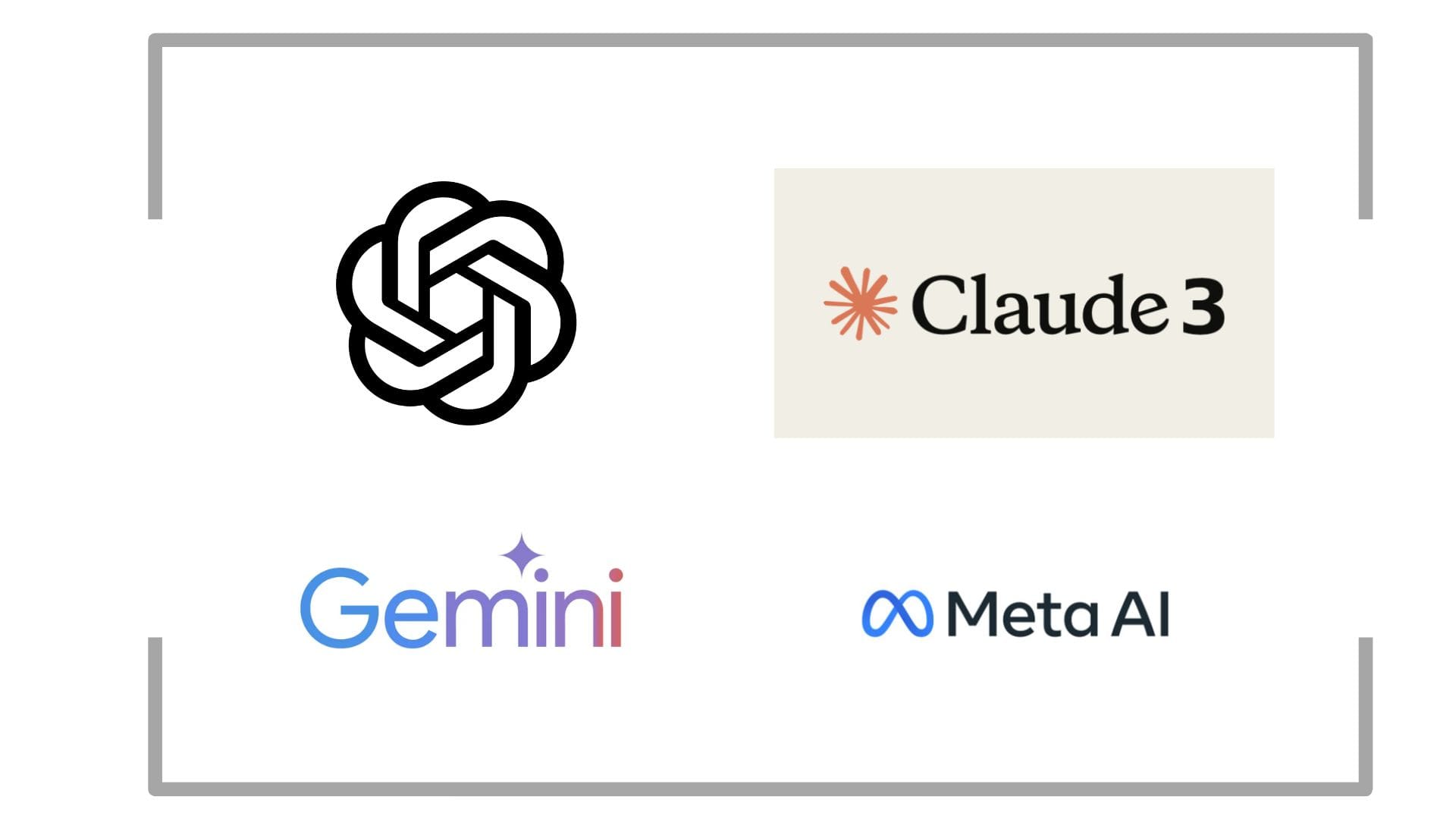 Open AI ChatGPT, Anthropic Claude, Google Gemini en Meta's Llama.